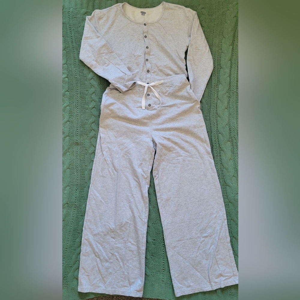 Aerie Light Gray Button-Up Jumpsuit